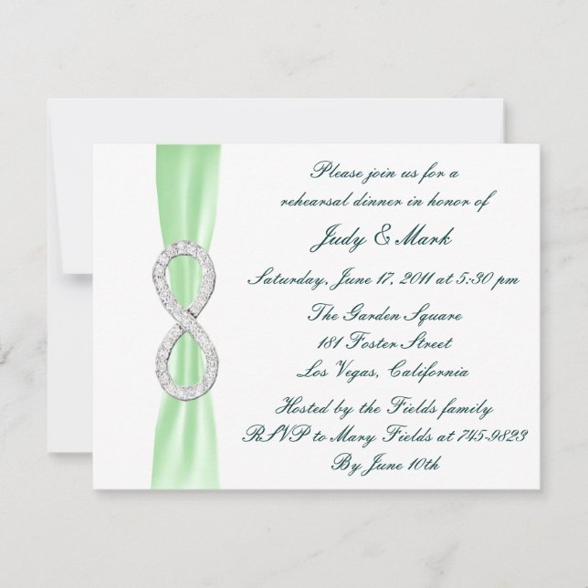 Green Infinity Wedding Rehearsal Dinner Invitation (Front)