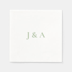 Green Initials Wedding Napkin