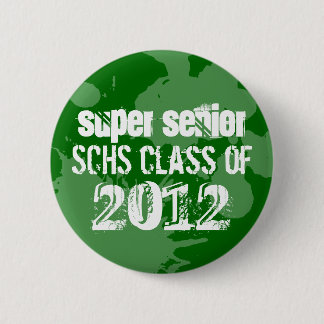 Green ink splatter school senior class of grunge 2 inch round button