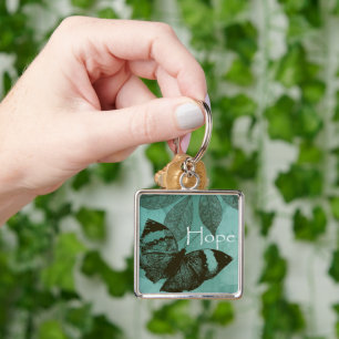 Green Inspirational Hope Butterfly Keychain