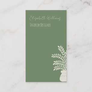 Green Interior Designer Vertical Business Cards
