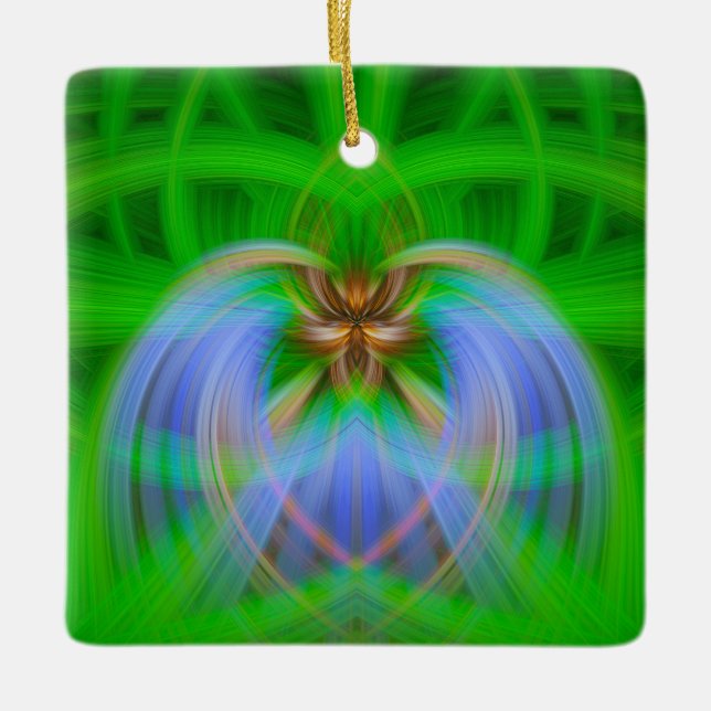 Green Intricacy  Ceramic Ornament (Front)