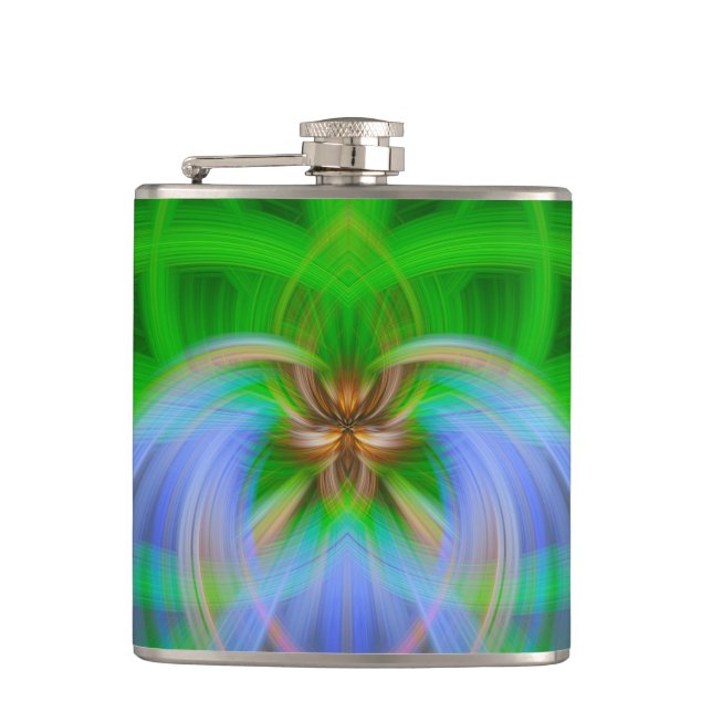 Green Intricacy  Hip Flask (Front)