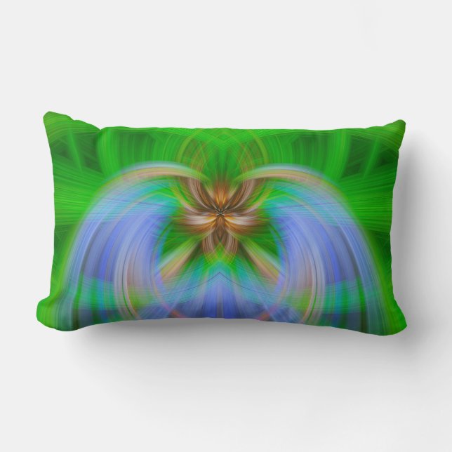 Green Intricacy  Lumbar Pillow (Front)