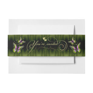Green Invitation Tapes with Beautiful Butterfly Belly Band