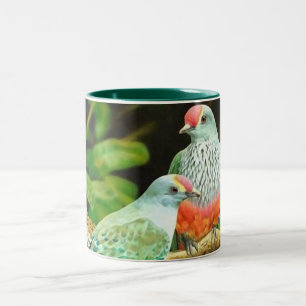 green_iphone bird Two-Tone coffee mug