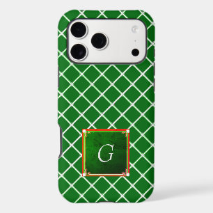 Green iPhone case Square Pattern Monogram