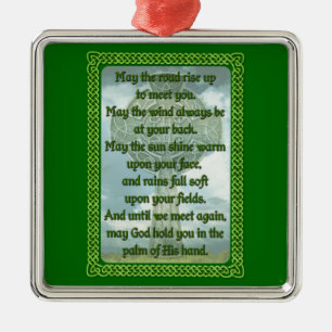 Green Irish Blessing Metal Ornament
