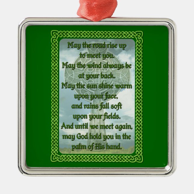 Green Irish Blessing Metal Ornament (Front)