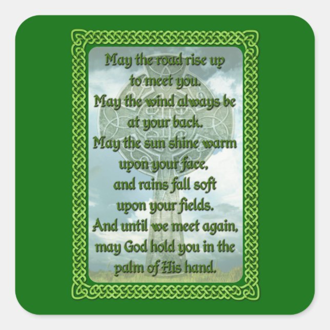 Green Irish Blessing Square Sticker (Front)