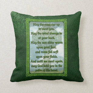 Green Irish Blessing Throw Pillow