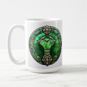 GREEN IRISH CLADDAGH STYLE SYMBOL COFFEE MUG