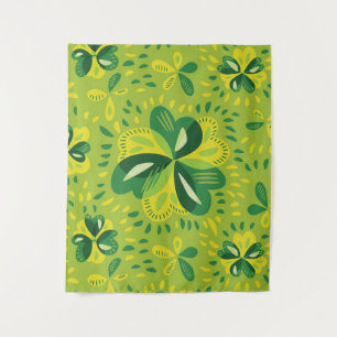 Green Irish Clover Pattern Tapestry