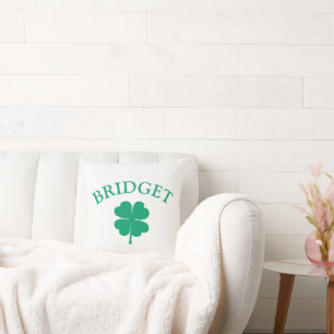 Green Irish Four Leaf Clover St Patricks Day Throw Pillow