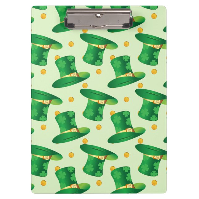 Green Irish Hat pattern , st patrick's day design Clipboard (Front)