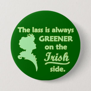 Green Irish Lass Large 3 Inch Round Button