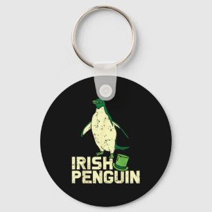 Green Irish Penguin Cute St Patricks Day Animal Lo Keychain