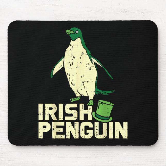 Green Irish Penguin Cute St Patricks Day Animal Lo Mouse Pad (Front)