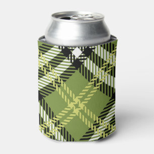 Green Irish Plaid Pattern Can Cooler
