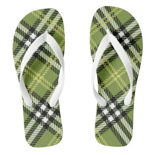 Green Irish Plaid Pattern Flip Flops