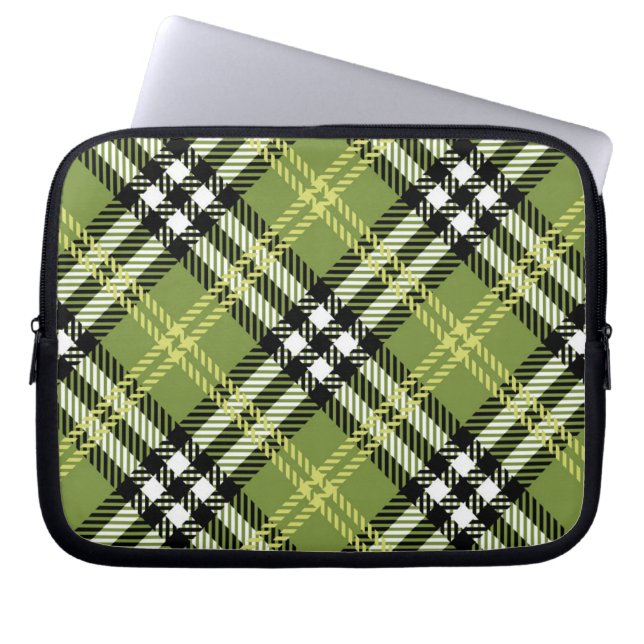 Green Irish Plaid Pattern Laptop Sleeve (Front)