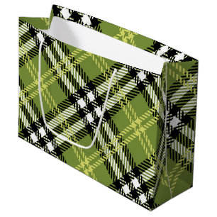 Green Irish Plaid Pattern Large Gift Bag