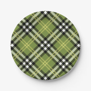 Green Irish Plaid Pattern Paper Plate
