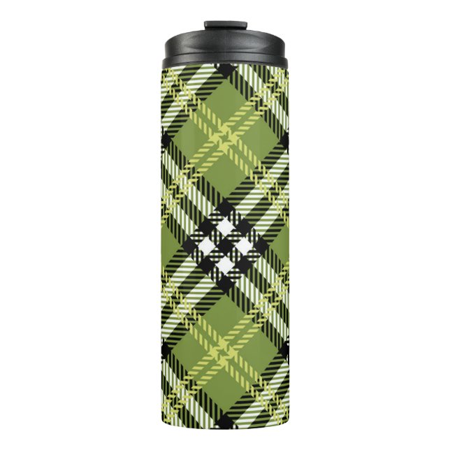 Green Irish Plaid Pattern Thermal Tumbler (Front)