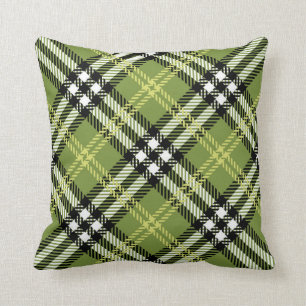 Green Irish Plaid Pattern Throw Pillow
