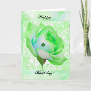 Green Irish rose and Birthday! Card