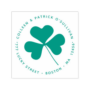 Green Irish Shamrock Floral Clover Self-inking Stamp