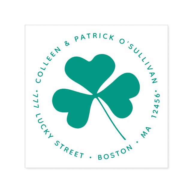 Green Irish Shamrock Floral Clover Self-inking Stamp (Design)
