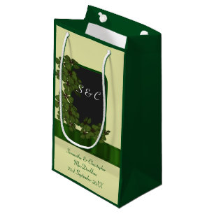Green Irish shamrock personalized wedding Small Gift Bag