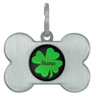 Green Irish Shamrock Pet Tag