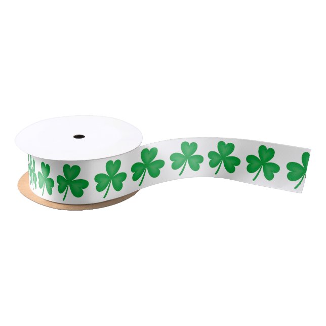 Green Irish Shamrock Satin Ribbon (Spool)
