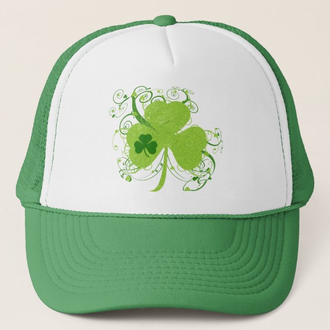 Green Irish Shamrock Trucker Hat (Front)