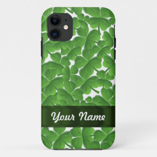 Green Irish shamrocks personalized iPhone 11 Case