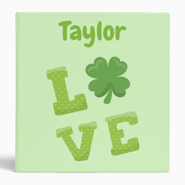 Green Irish St. Patrick's Day Love Binder (Front)