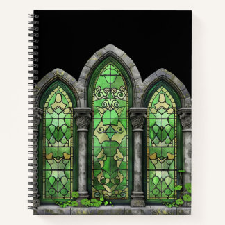 GREEN IRISH STAINED GLASS WINDOW LOOK NOTEBOOK