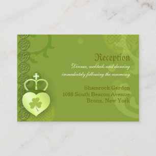 Green Irish Wedding Reception Enclosure Card