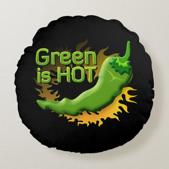 Green is HOT Round Pillow (Front)