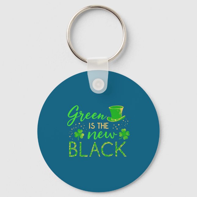 Green Is The New Black - St. Patrick’s Day Shamroc Keychain (Front)