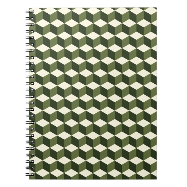 Green isometric cube pattern | spiral notebook (Front)