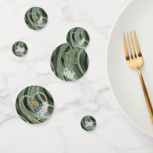 Green,Ivory,Blue,gold Silk & Pearls Wedding Confetti