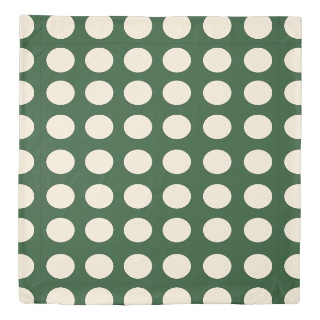 Green Ivory Colour Polka Dot Duvet Cover (Front)