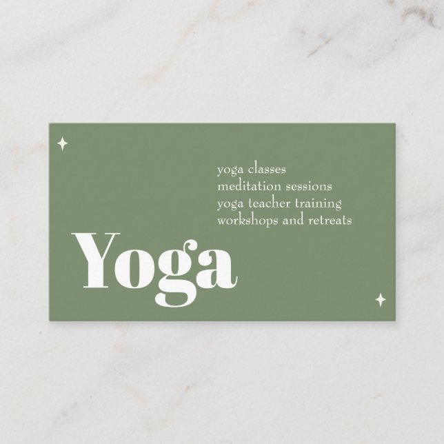 Green Ivory Minimalist Yoga Business Card (Front)