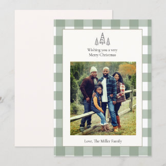 Green & Ivory Simple 🎄 Vacances Famille Carte pho