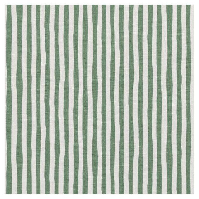 Green & Ivory Wonky Stripes Fabric (Close Up)