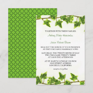 Green Ivy - 3x5 Wedding Invitation