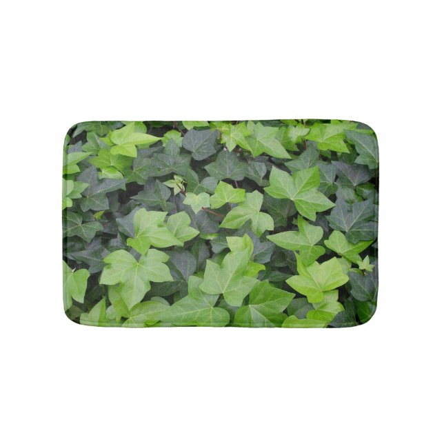 Green Ivy Botanical Print Bath Mat (Front)